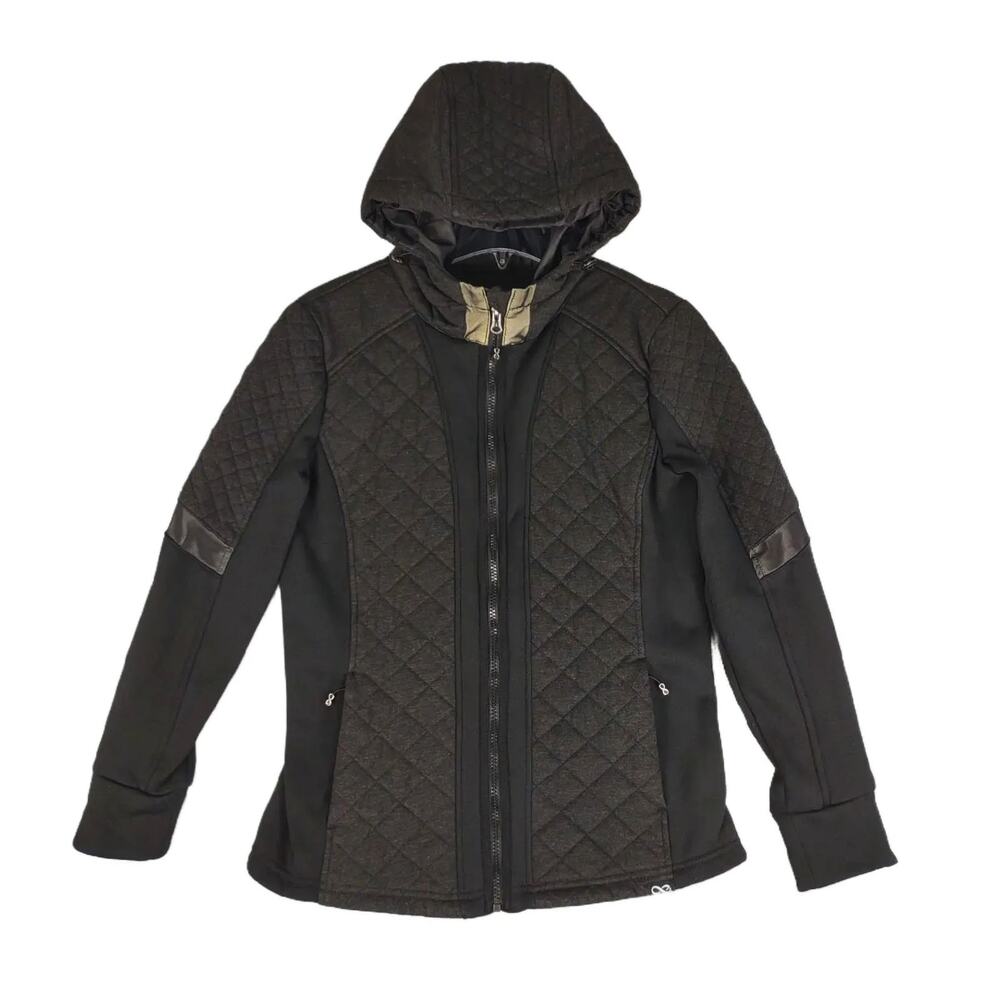 BE BOUNDLESS‎ Women's M Full Zip Quilted Hiking Athletic Hoodie Jacket, Black